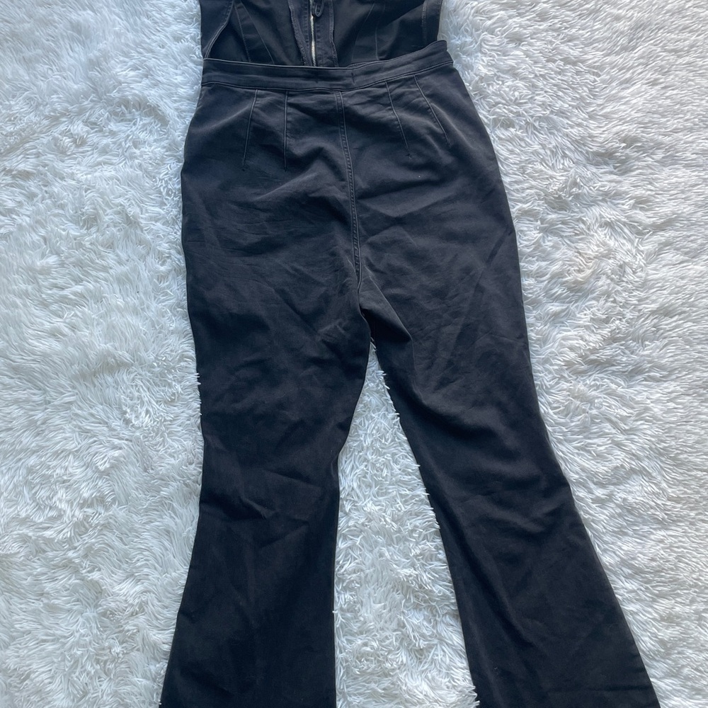 Free People We the Free Curvy 2nd Ave Bootcut Fit Black Denim Jumpsuit - Picture 9 of 12